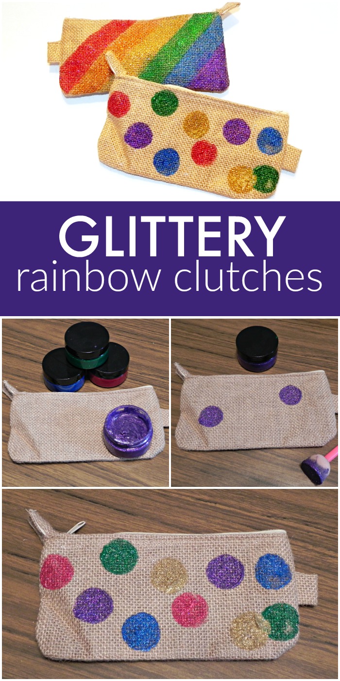 Glittery Rainbow Painted Clutches
