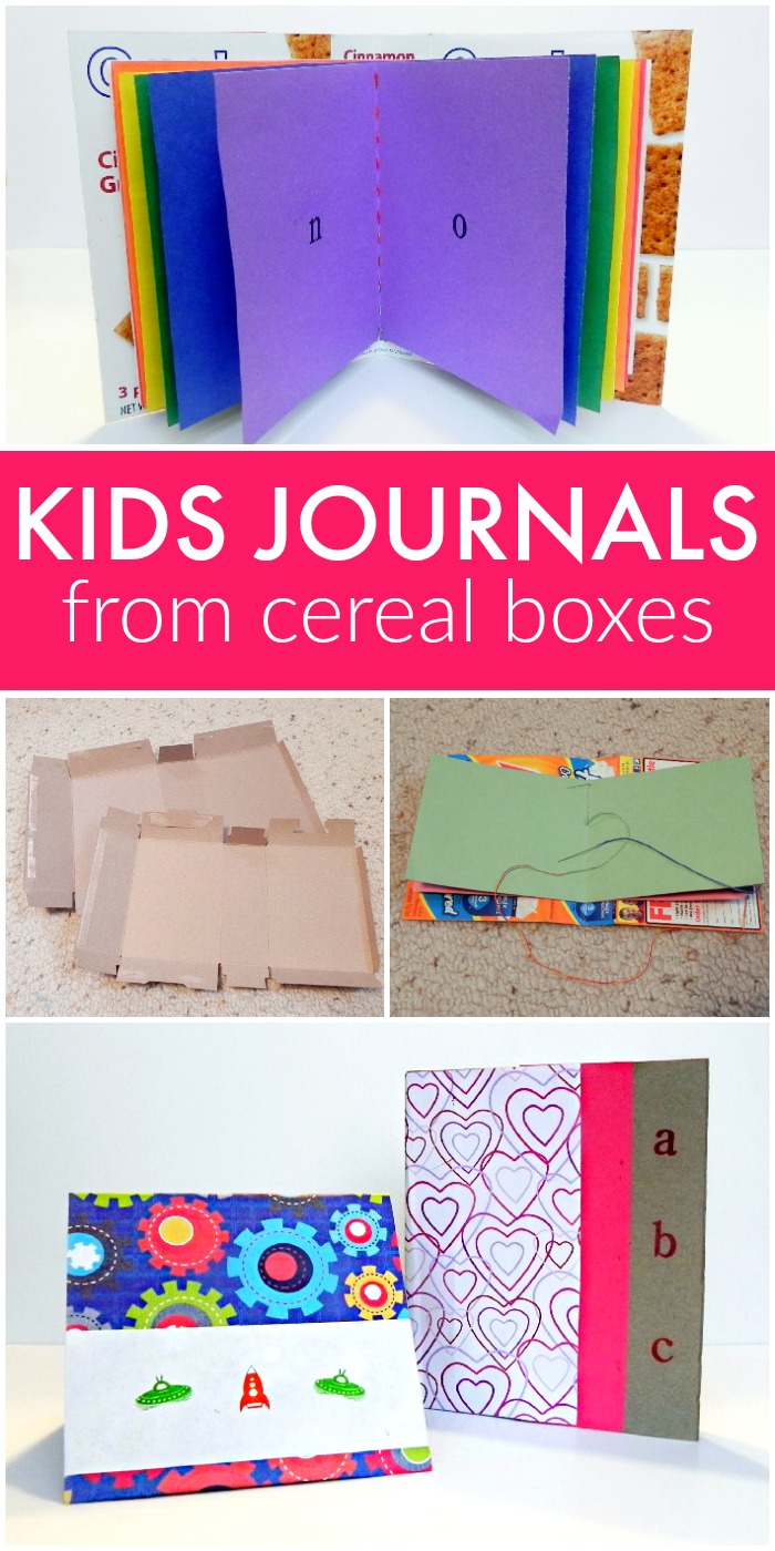 Colorful Kids Journals Made from Cereal Boxes