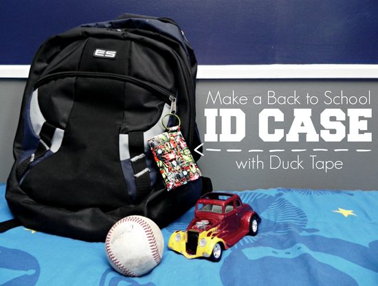 Backpack with Duck Tape ID case with baseball and model car