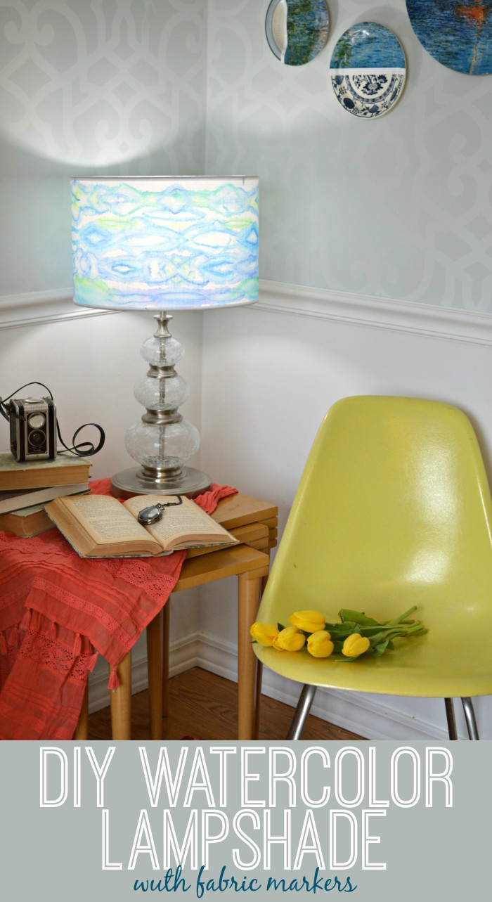 DIY Watercolor Lampshade with Fabric Markers - Mad in Crafts