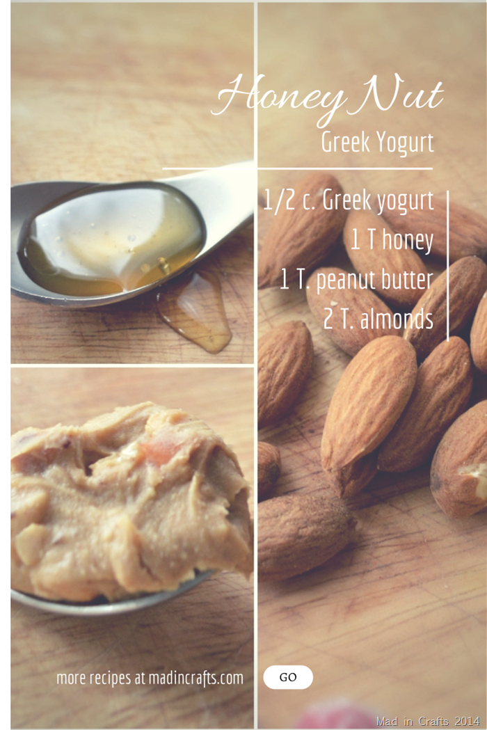 almonds, peanut butter, and honey