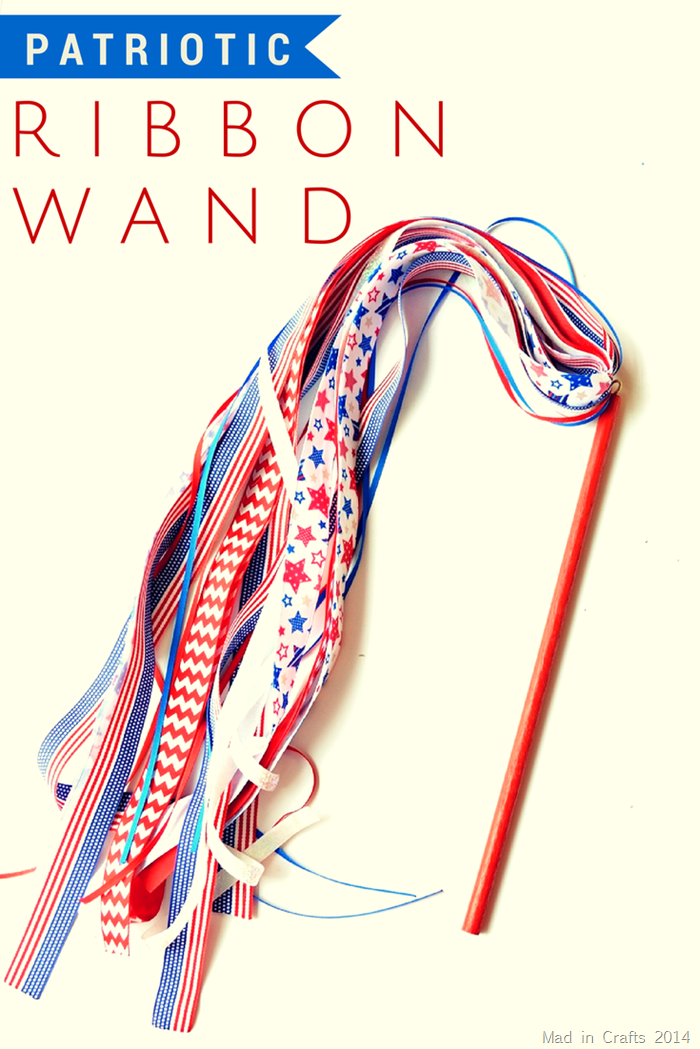 patriotic ribbon wand in red white and blue