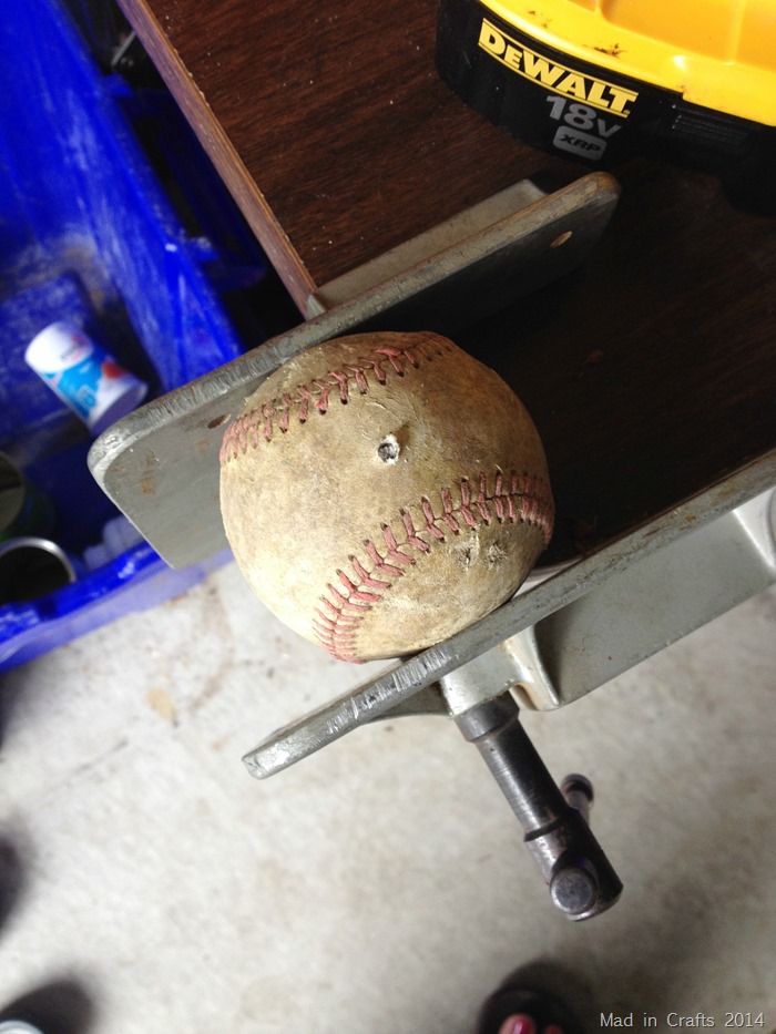 Hole drilled in baseball