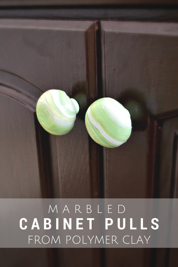 Marbled Cabinet Pulls from Polymer Clay