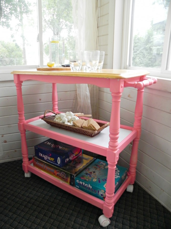 painted rolling bar cart