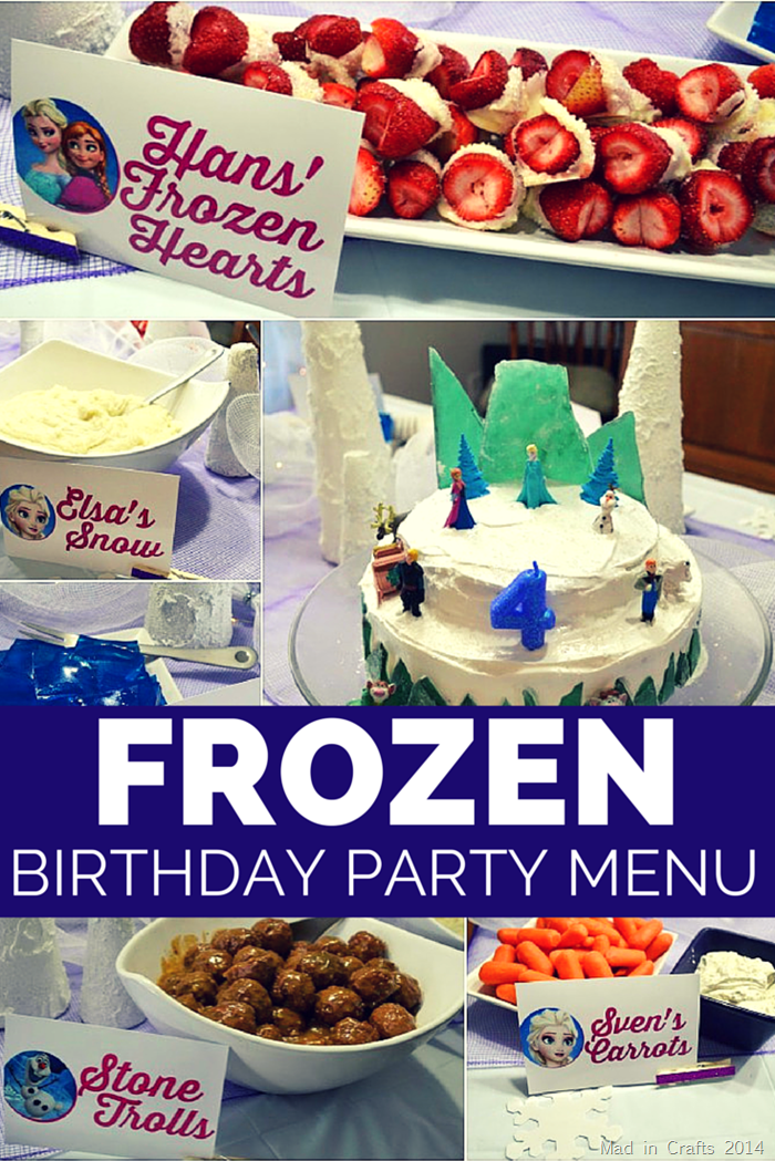 FROZEN BIRTHDAY PARTY MENU