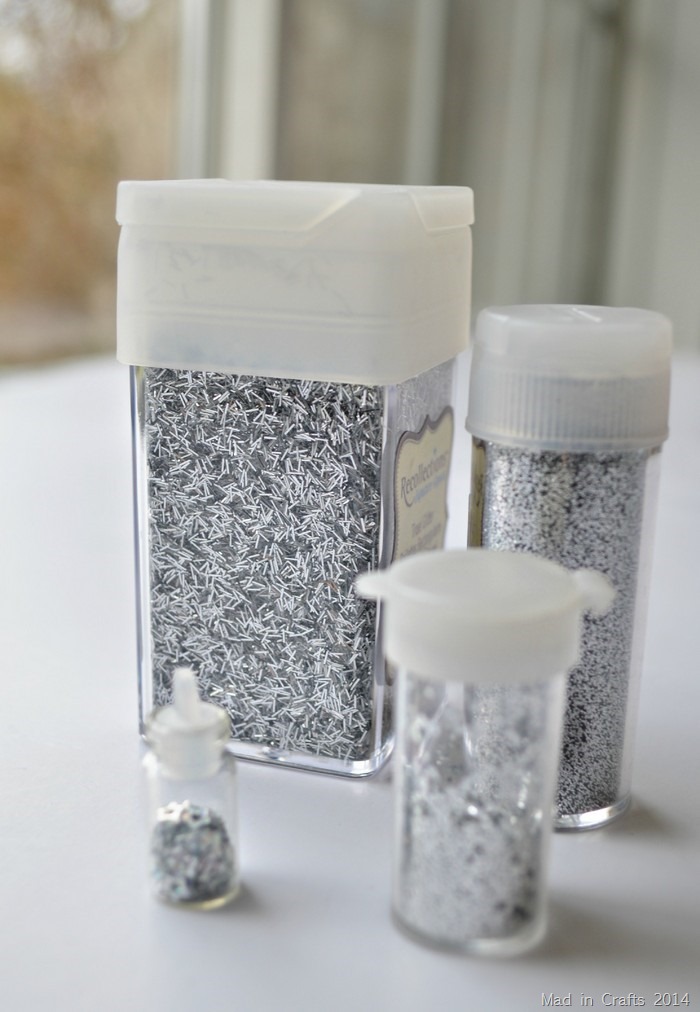 containers of silver glitter