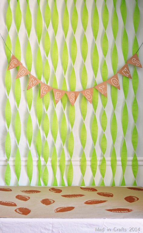football party backdrop and stamped table runner