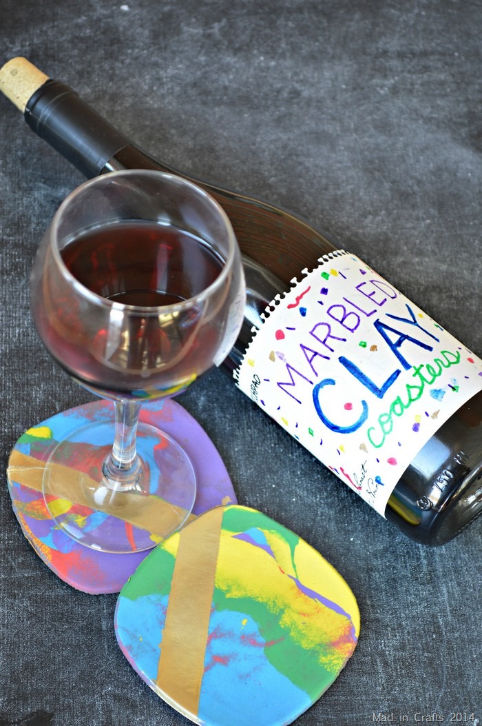 Colorful Marbled Clay Coasters