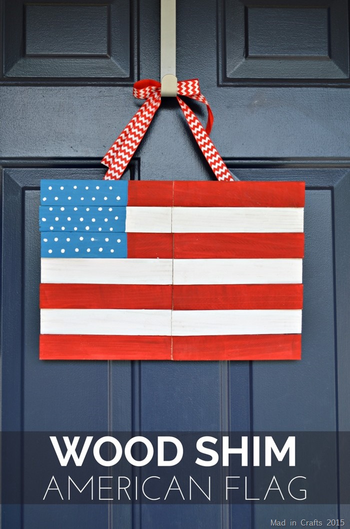Make an American flag hanging from inexpensive wood shims