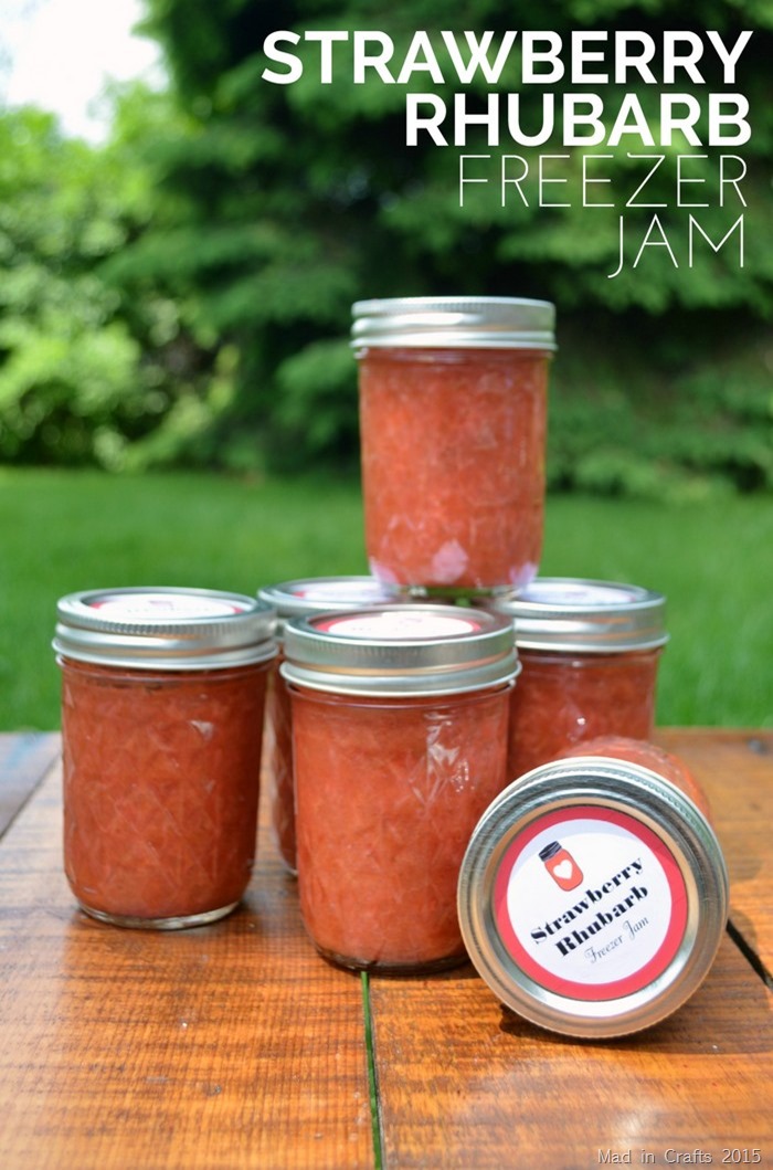 Strawberry Rhubarb Freezer Jam Recipe and Labels
