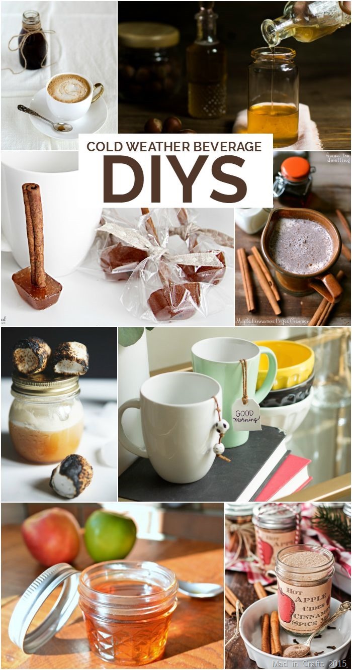 Crafts and recipes for cold weather beverages like coffee, cider, tea, and cocoa!