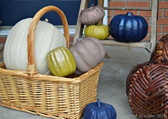 painted and glittered pumpkins
