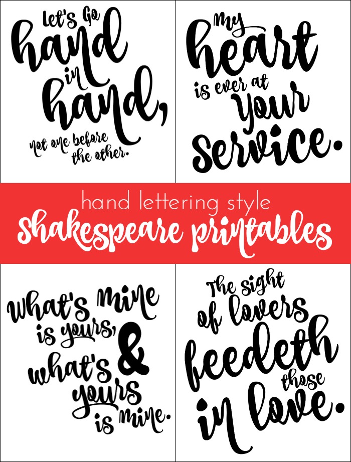 Printable Chalkboard Shakespeare Quotes for Valentine’s Day