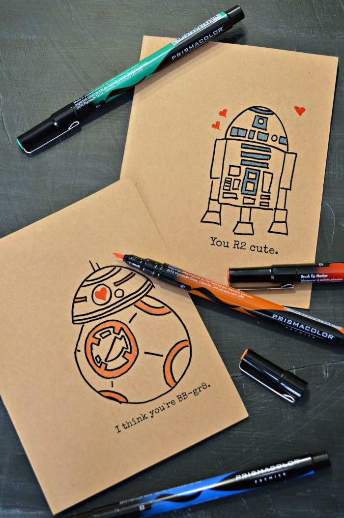 hand-drawn and colored Star Wars graphics with pens