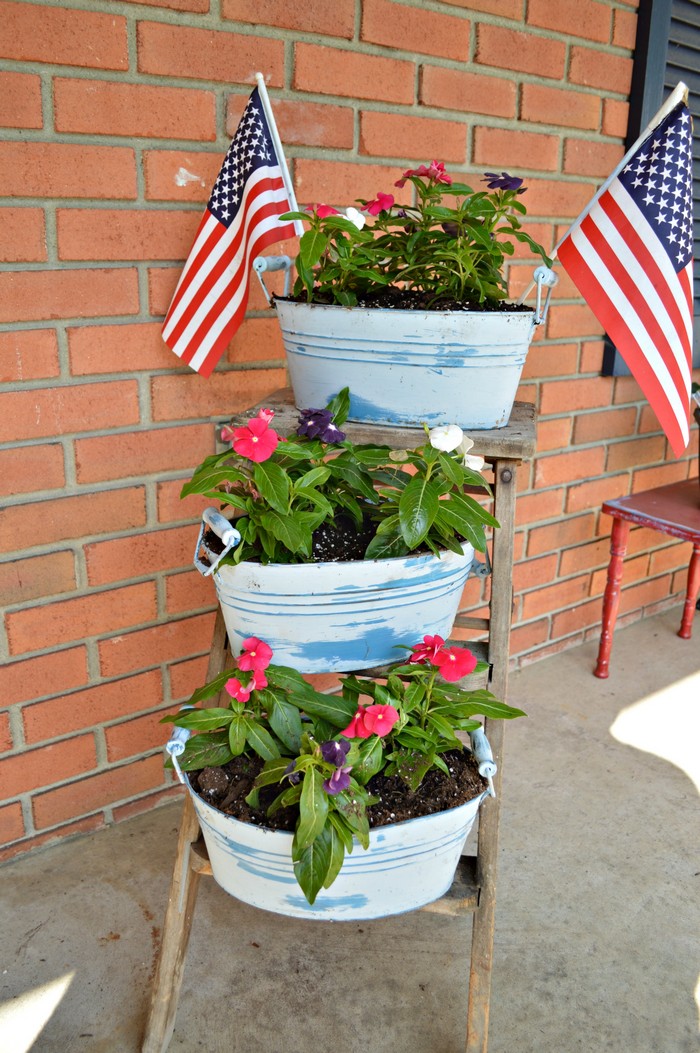 Red White Blue Planters
