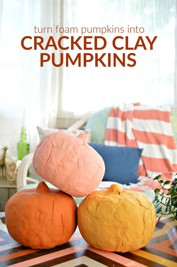 Dollar Store Pumpkins to Cracked Clay Pumpkins