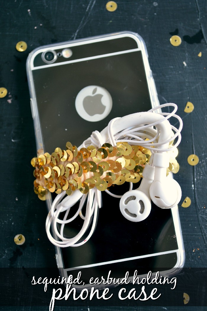 Sequin Earbud Holding Phone Case Tutorial