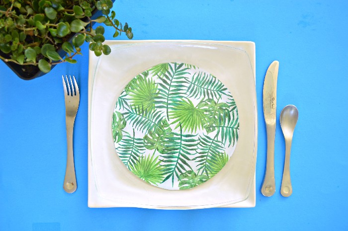 TROPICAL DOLLAR STORE GLASS PLATES