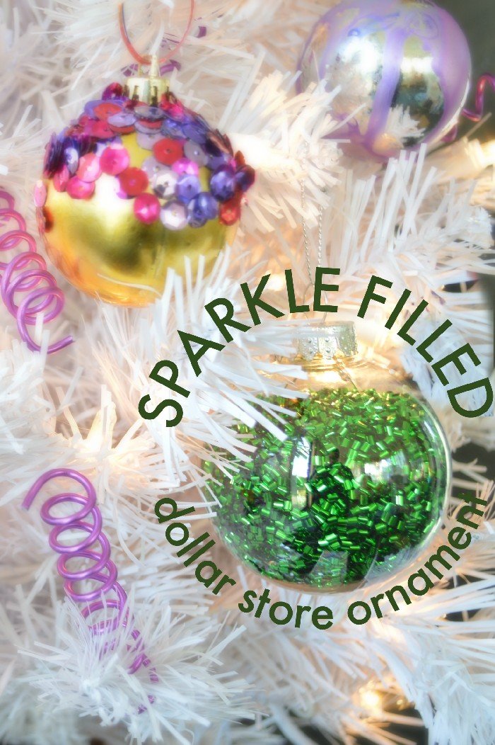 SPARKLE FILLED DOLLAR STORE ORNAMENTS