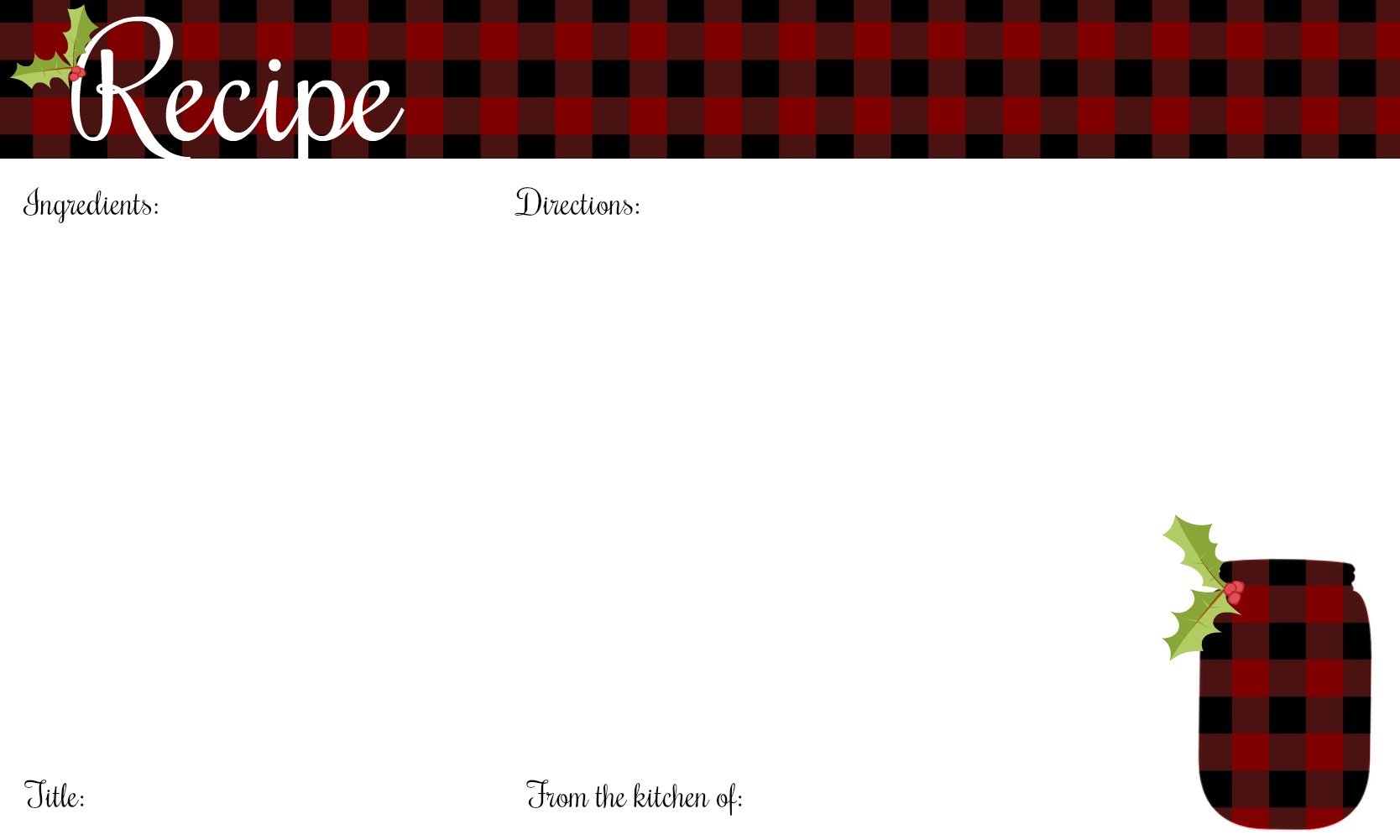 PRINTABLE BUFFALO CHECK RECIPE CARDS Mason Jar Crafts Mad in Crafts