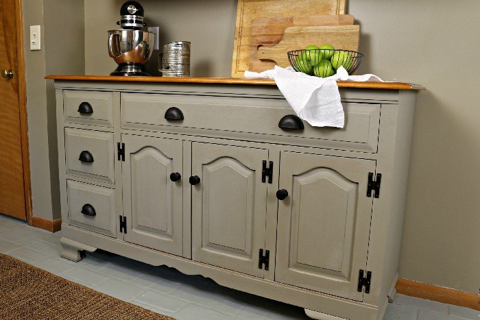 CHALK PAINTED BUFFET WITH FARMHOUSE HARDWARE