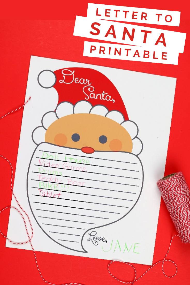 Dear Santa letter printable with twine