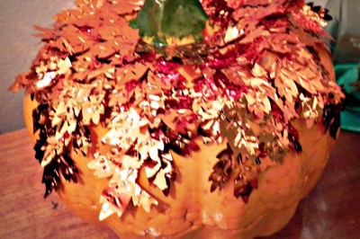 “Gold Leafed” Pumpkin: Dollar Store Style