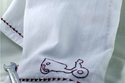 Peggy’s Scooter Embroidered Kitchen Towel