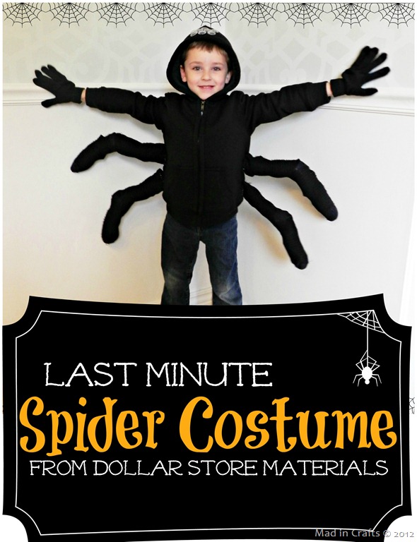 child wearing a diy spider costume