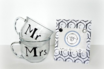 “Mr. and Mrs.” Mugs – a black and white wedding gift
