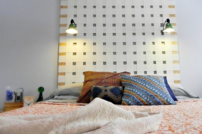 DIY Woven Headboard from Upcycled Vertical Blinds