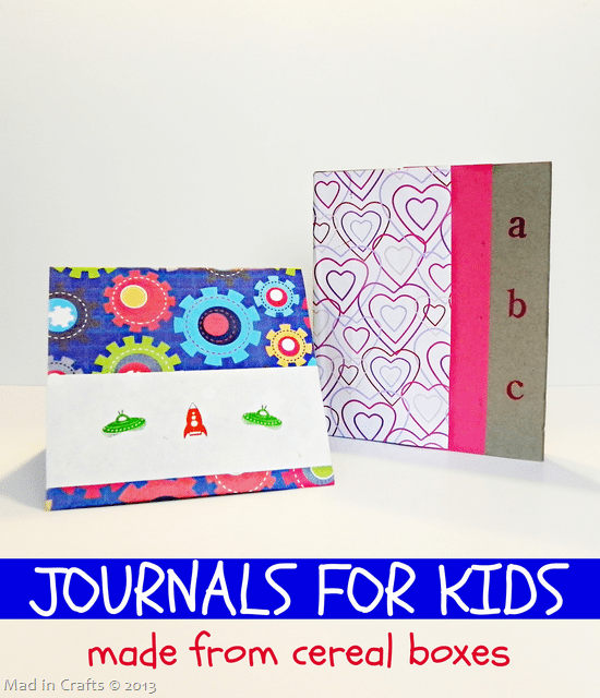 Colorful Kids Journals Made from Cereal Boxes