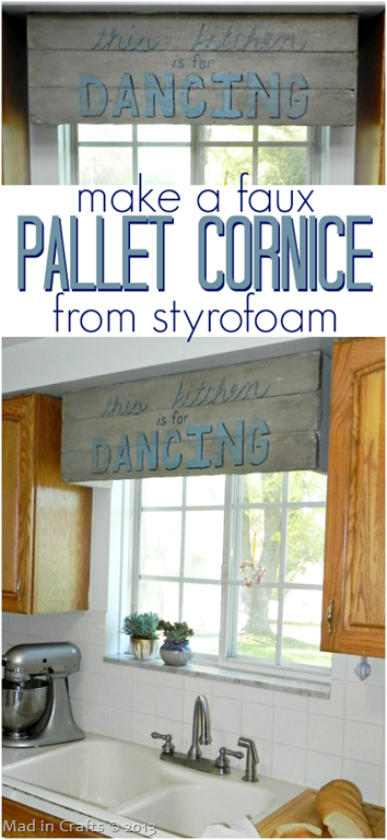 Faux Pallet Sign Cornice from Styrofoam Mad in Crafts
