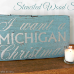 Michigan Christmas Stenciled Wood Sign