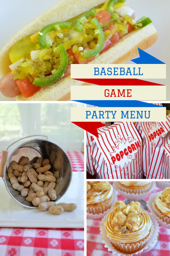 collage of baseball game foods