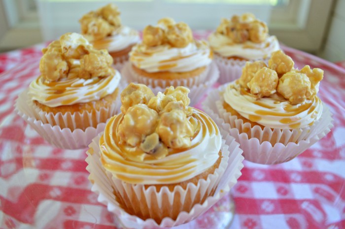 cupcakes topped with Cracker Jack