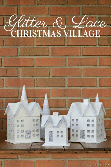 White painted paper mache Christmas houses