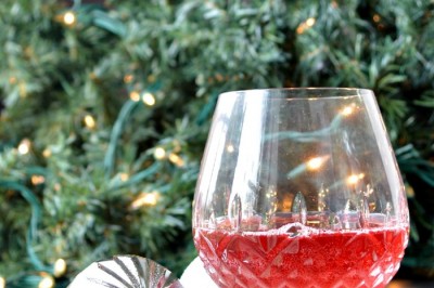 mocktail on a table with ornaments and greenery