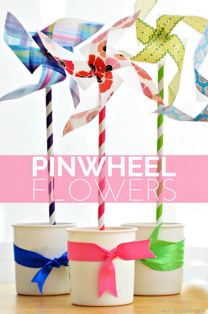 washi tape pinwheel flowers on a white background