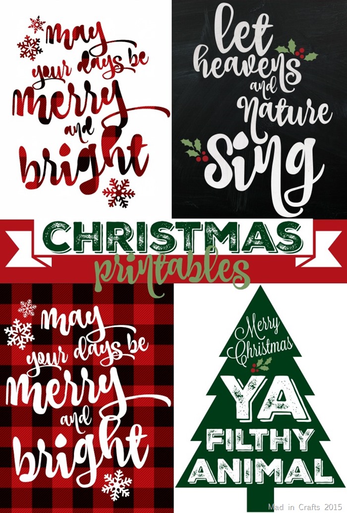 collage of christmas decor printables