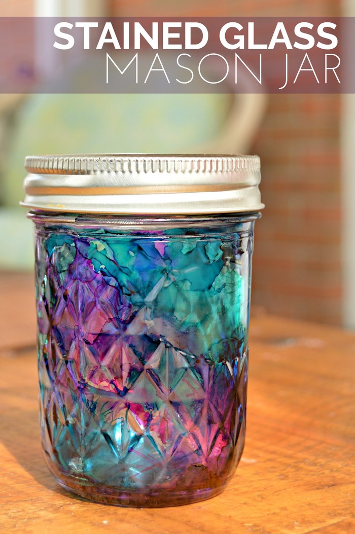 STAINED GLASS MASON JARS
