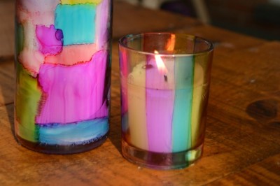 STAINED GLASS CANDLE HOLDERS
