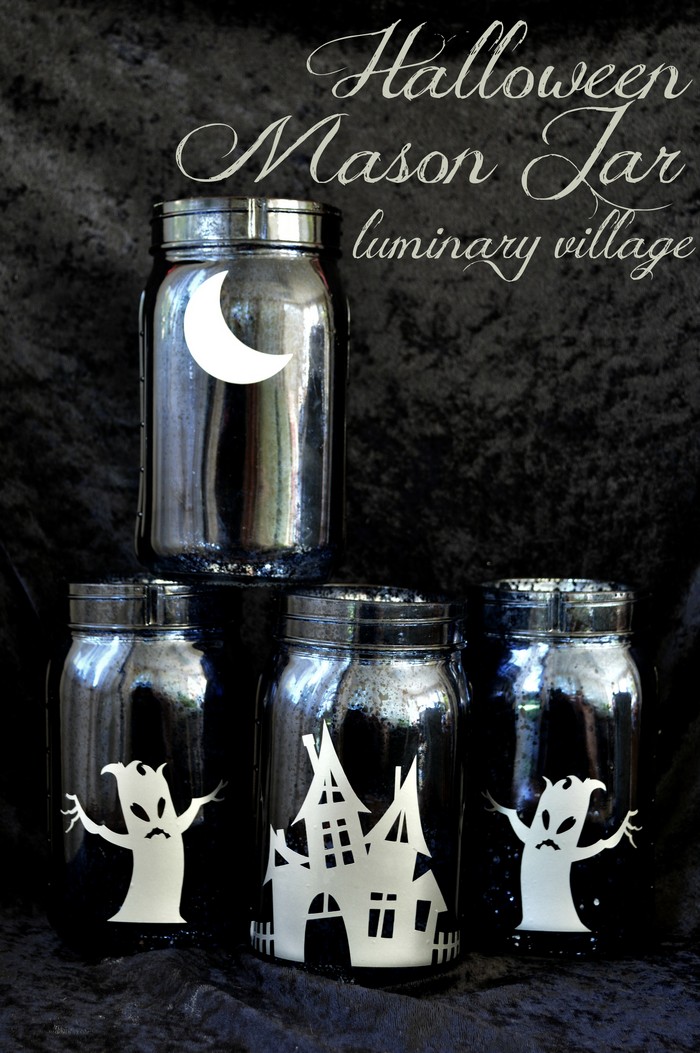 HALLOWEEN MASON JAR LUMINARY VILLAGE Mad in Crafts