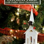 COUNTRY CHURCH TREE WITH DOLLAR STORE DECORATIONS
