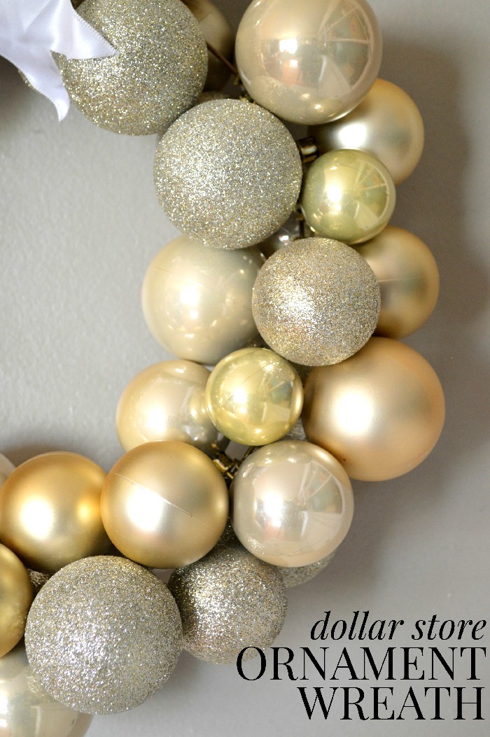 closeup of a gold ornament wreath