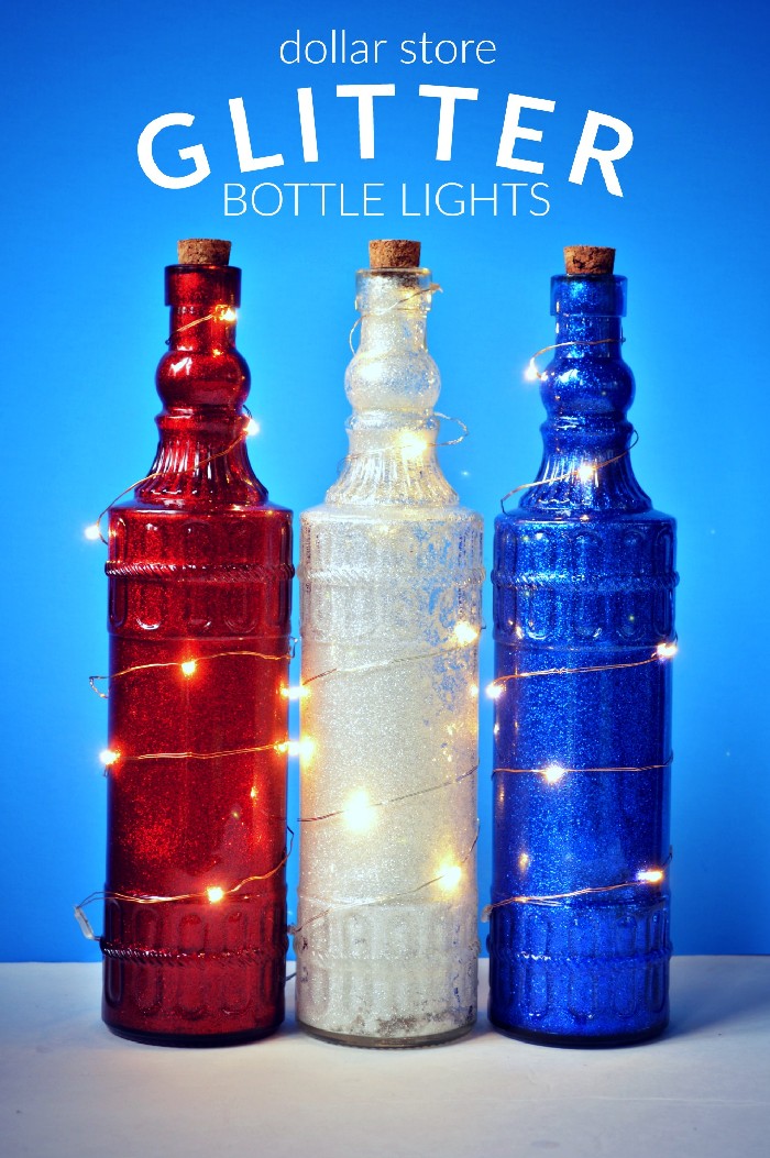 DOLLAR STORE GLITTERED BOTTLE LIGHTS