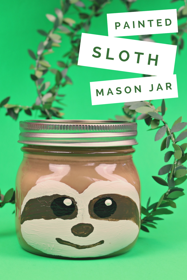 PAINTED SLOTH MASON JAR