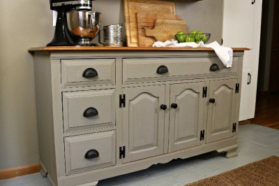 CHALK PAINTED BUFFET WITH FARMHOUSE HARDWARE