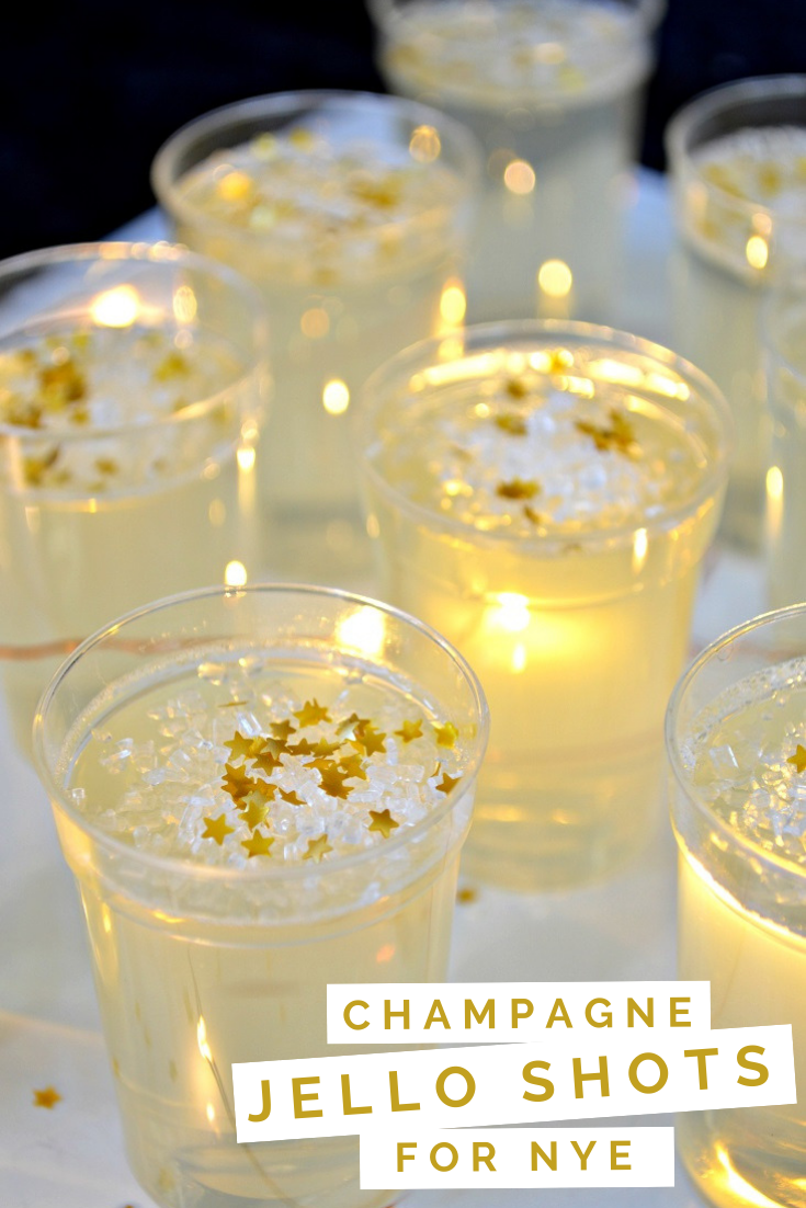 close up of champagne jello shots